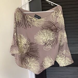 Kaulua’e Ohia Lehua Taupe Brown One Shoulder Women’s Top Made in Hawaii Size LRG